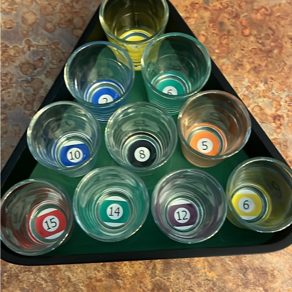Colorful Billiard Ball Shot Glass Set